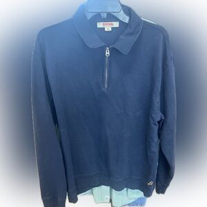 Vintage Birdwell Beach Britches Quarter Zip Sweatshirt USA Made XL Navy